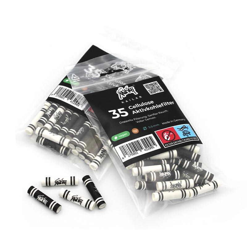 Kailar Aktivkohlefilter Cellulose Slim Pink 6mm (35 Stück)