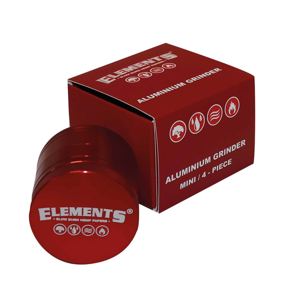 Elements Red Aluminium Grinder 4-teilig – Mini Ø 39 mm