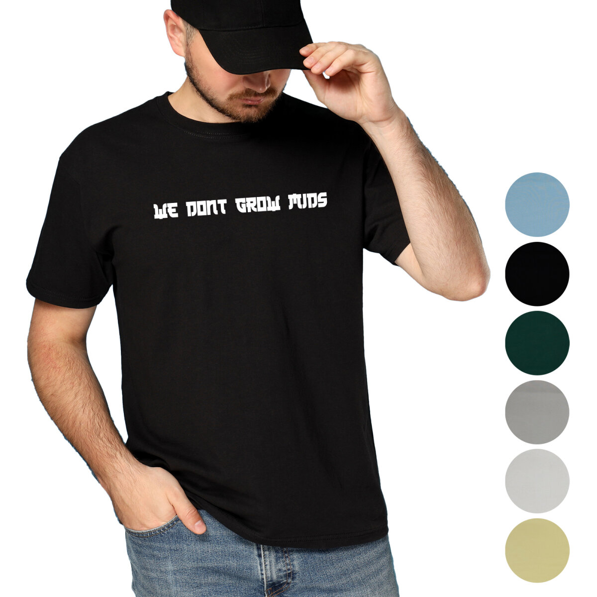 Growbee T-Shirt "We don't grow mids" Hokusai-Stil M_Baltic Blue