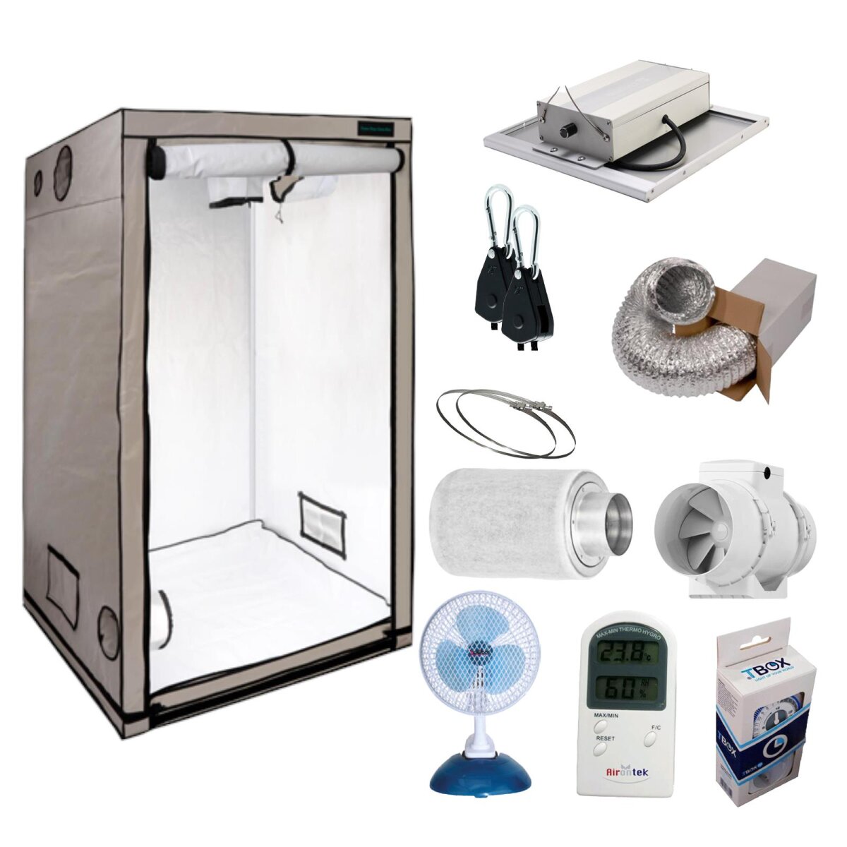 Growbox Komplettset Ferna 60x60x160cm inkl. Caluma (75W)