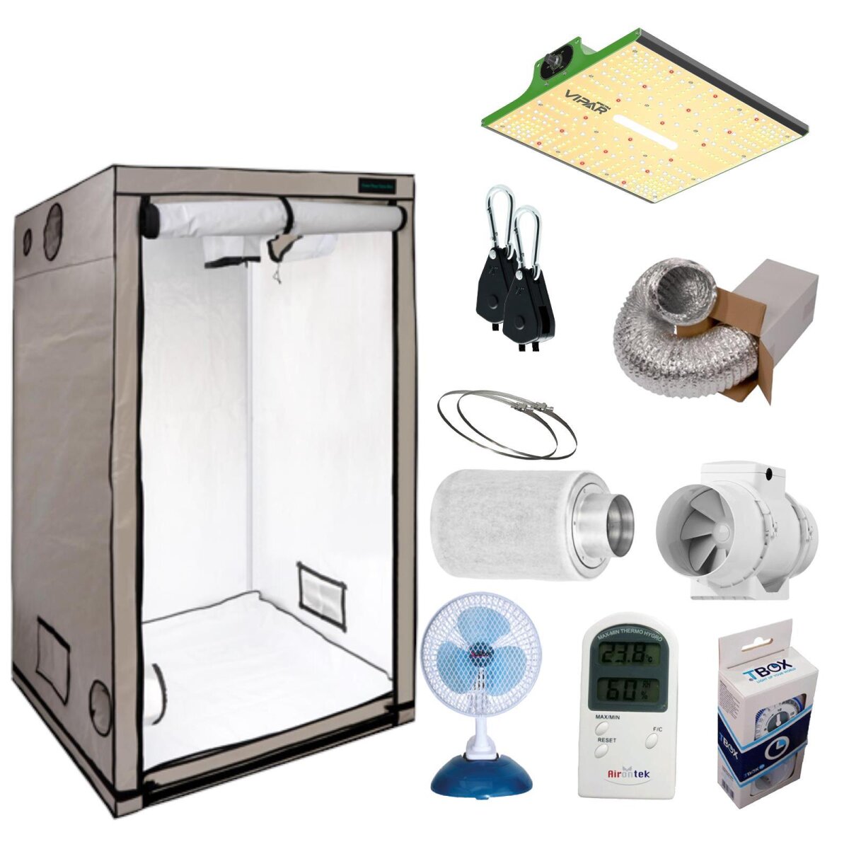 Growbox Komplettset Ferna 60x60x160cm inkl. Viparspectra-LED (100W)