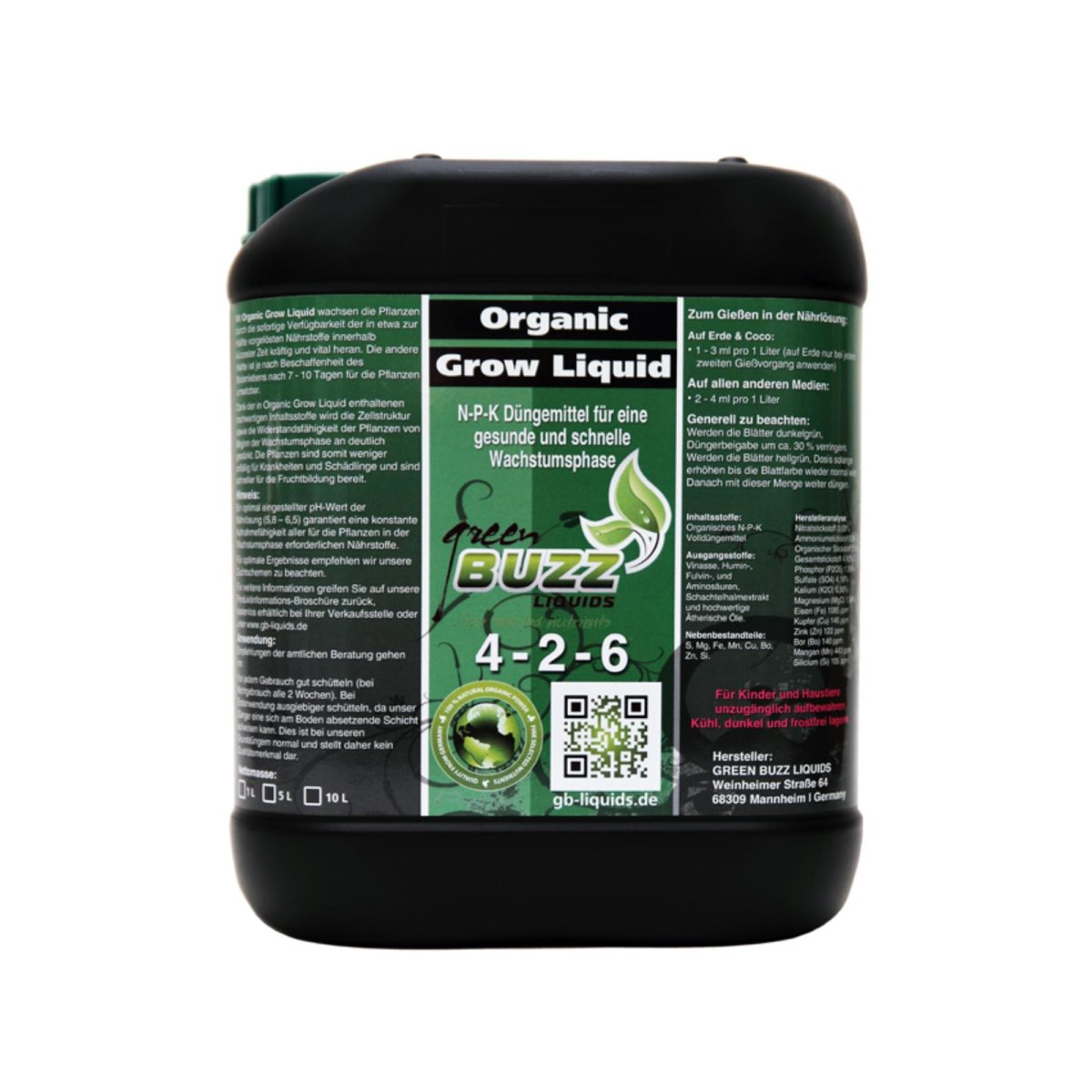 Green Buzz Liquids Organic Grow Liquid 5 Liter