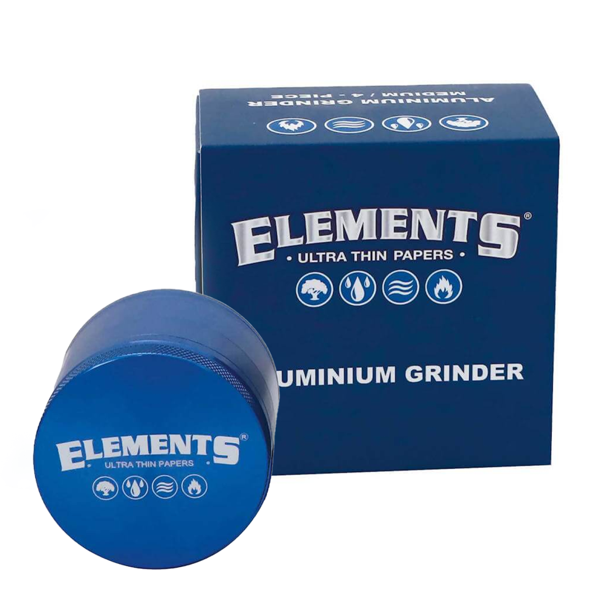 Elements Blue Grinder Aluminium 4‑Part – Medium (Ø 50 mm)