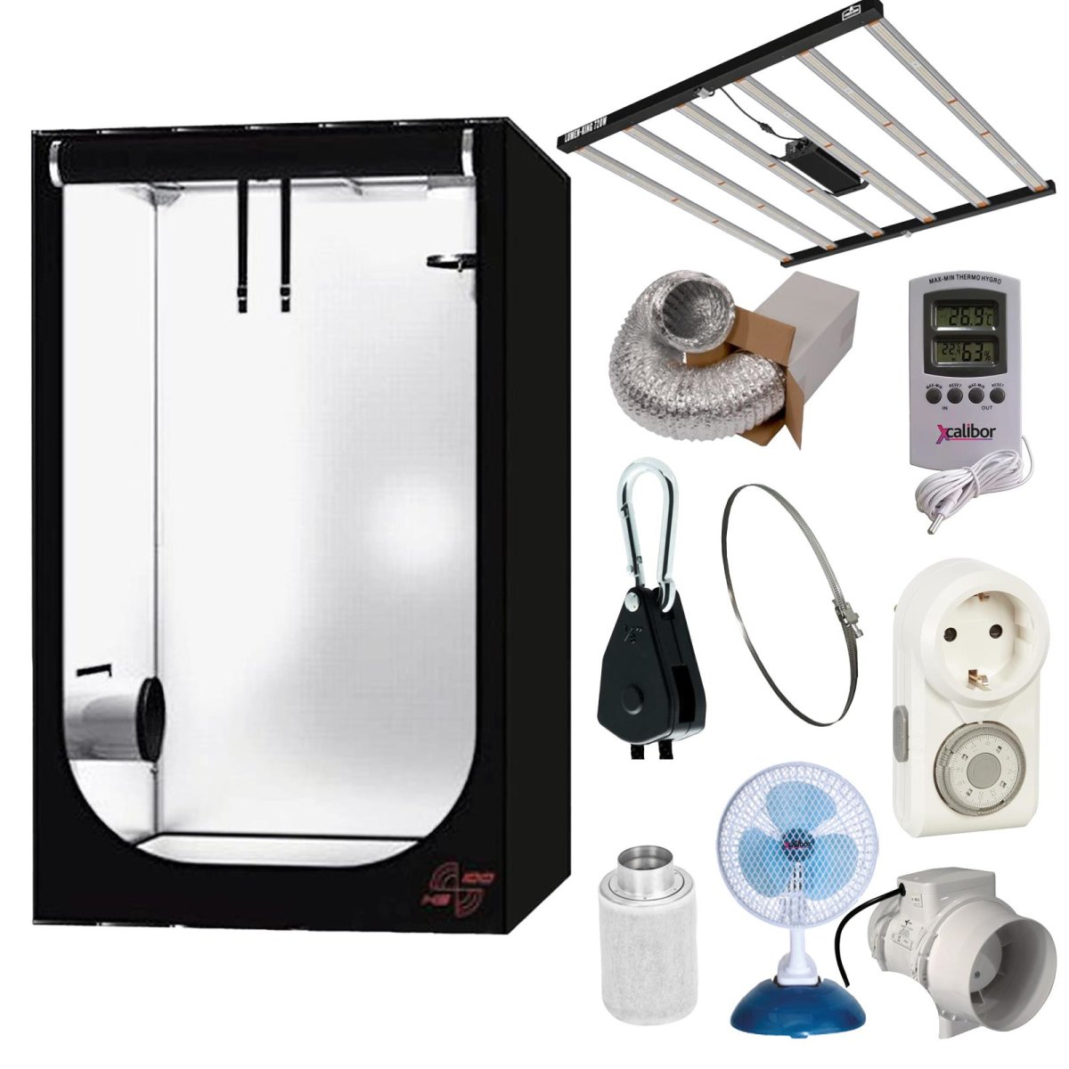 Growbox Komplettset 120x120x200cm inkl. Lumen-King (720W)