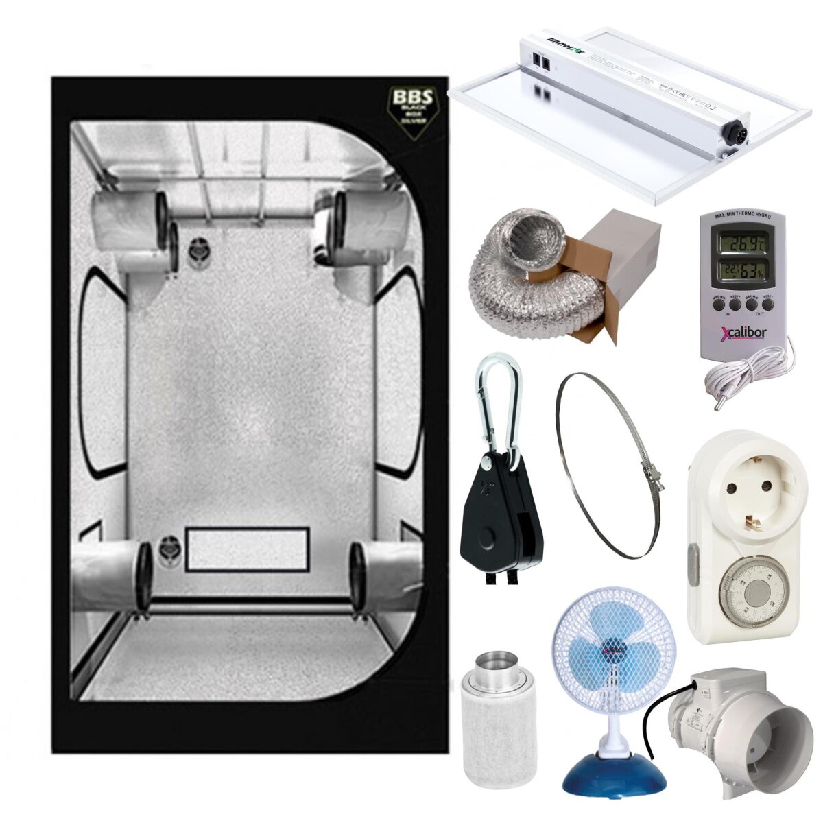 Growbox Komplettset 100x100x200cm inkl. Nanolux-LED (300W)