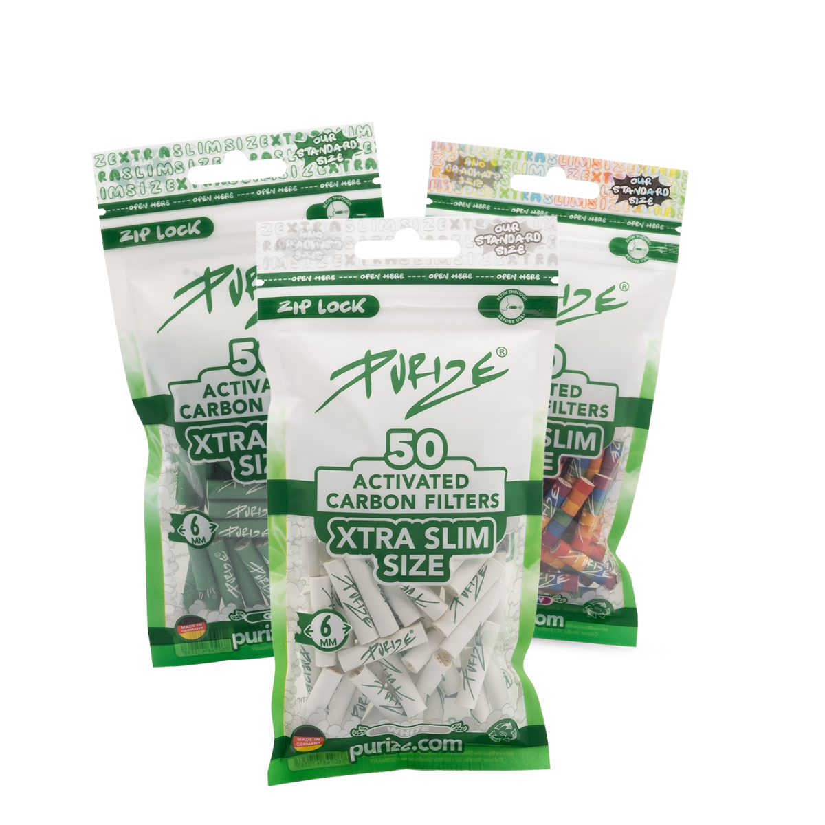 Purize XTRA Slim – Aktivkohlefilter Ø 5,9 mm - 50 Stk