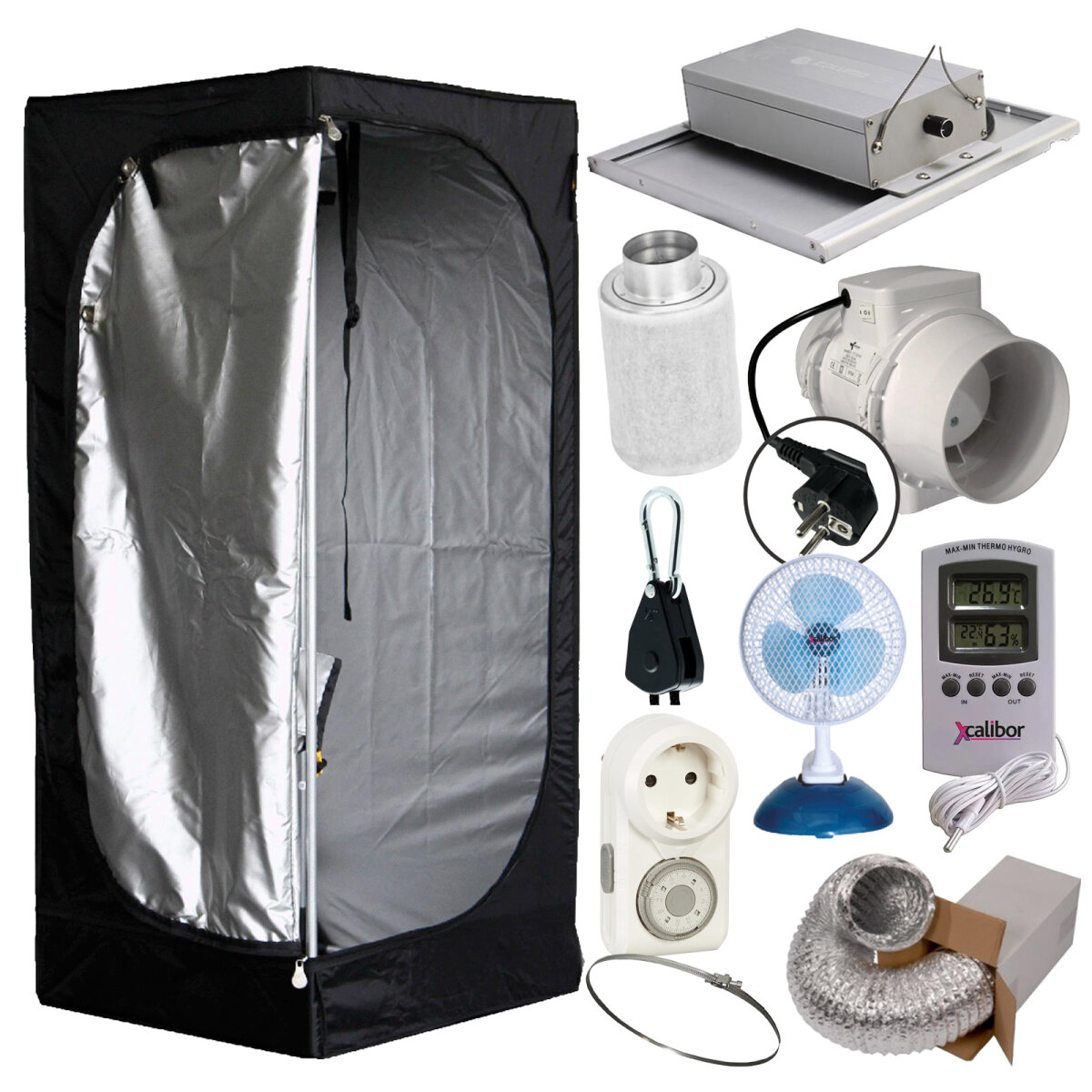 Growbox Komplettset 45x45x180cm inkl. Caluma LED (75W)