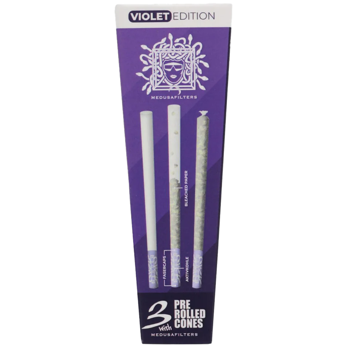 Medusafilters 3er Pre-Rolled Cones – Bleached mit VIOLET Edition Filtern
