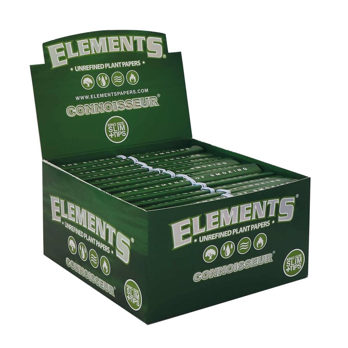 Elements Green Connoisseur KS Slim mit Tips – 32 Leaves