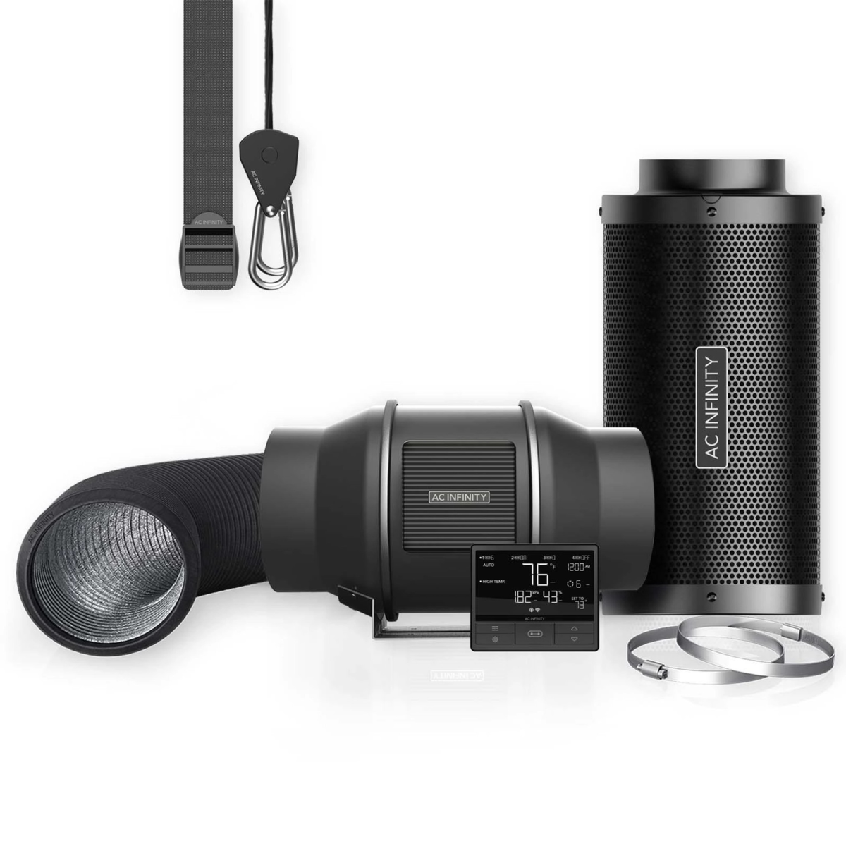 AC Infinity Luftfilter-Set PRO 150 mm mit AI Controller – Inline-Ventilator & Aktivkohlefilter-Kombi