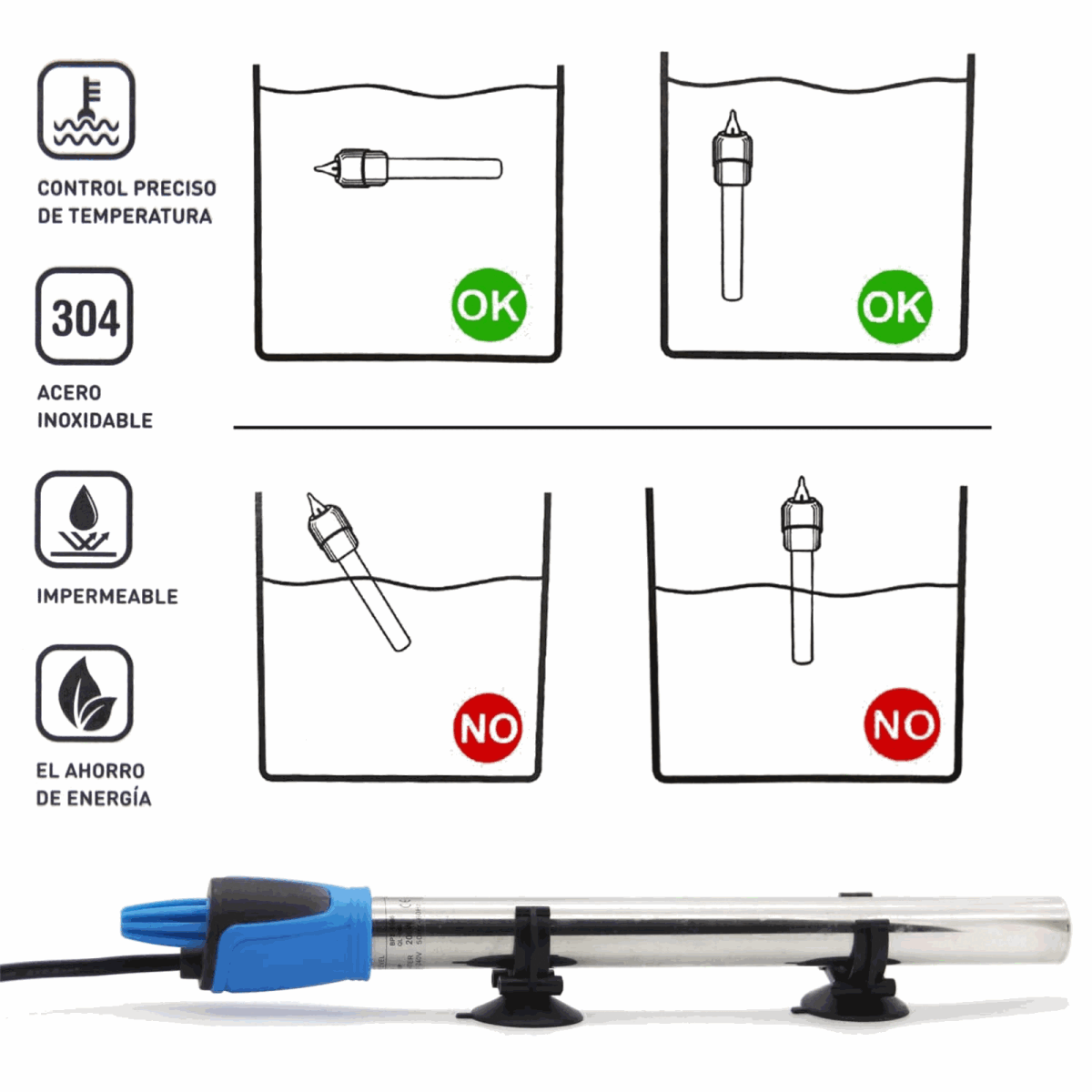 Die geeignete Größe des Aquariums hängt von der Wärmeleistung des Heizstabs und der gewünschten Wassertemperatur ab. Für normale Aquarien bis zu einer bestimmten Größe ist der Heizstab gut geeignet, jedoch sollten spezifische Angaben des Herstellers zur m
