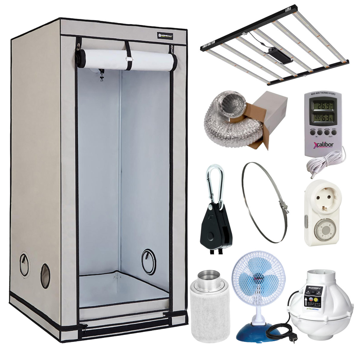 Growbox Komplettset 120x120x200cm inkl. Lumen-King-LED (720W)