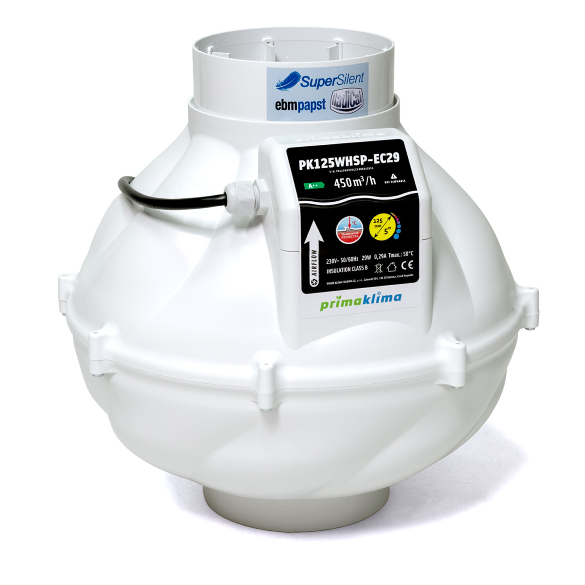 Prima Klima PK125WHSP-EC29 - 450m3/h – Ø 125 mm