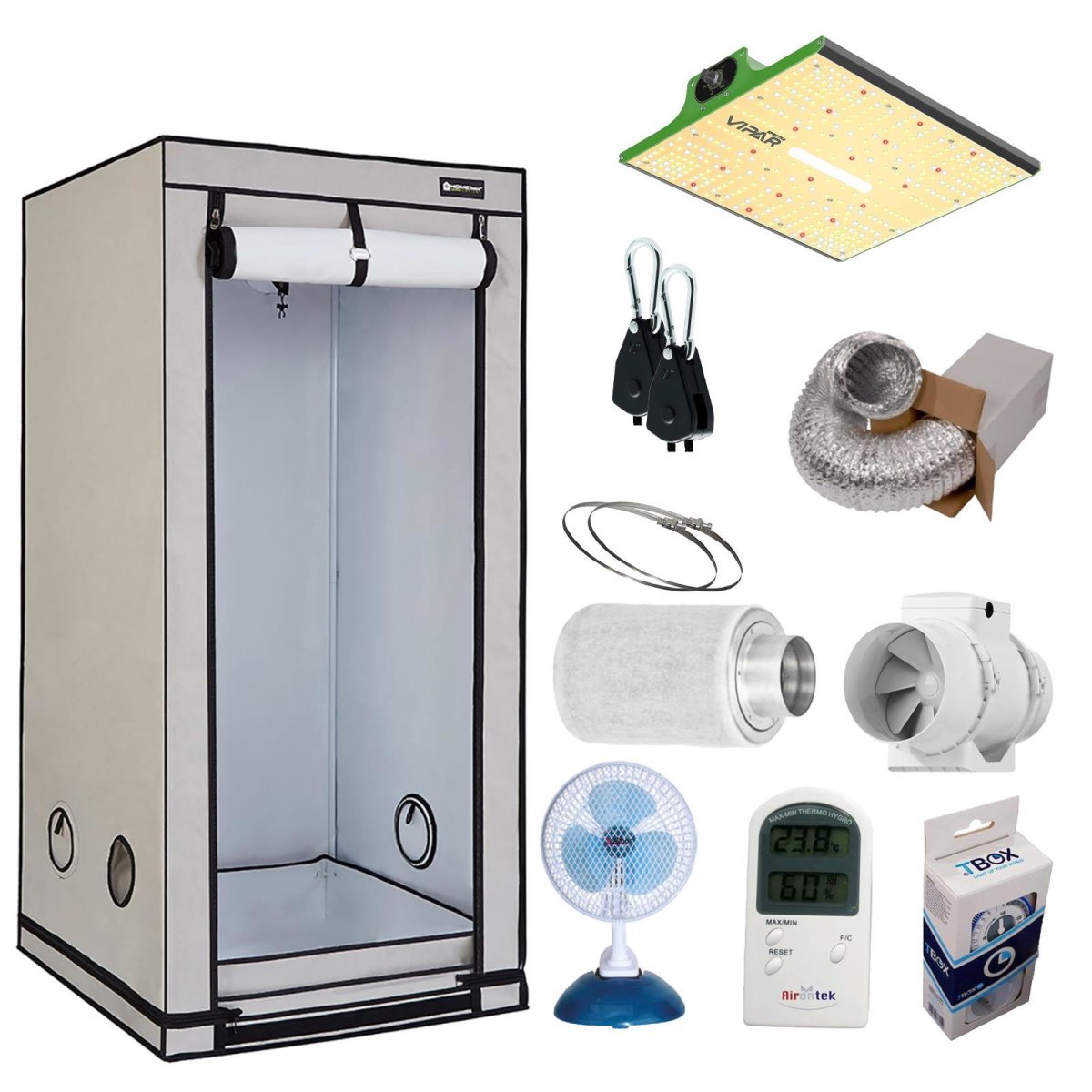 Growbox Komplettset 80x80x180cm inkl. Viparspectra-LED (100W)