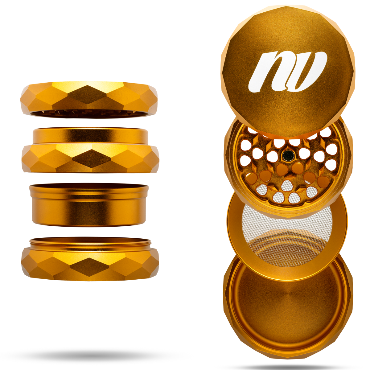 NV Grinder - Magnetic Pyramid Grinder 4-Piece Ø 63 mm - Growbee Edition Grün - Growbee Edition