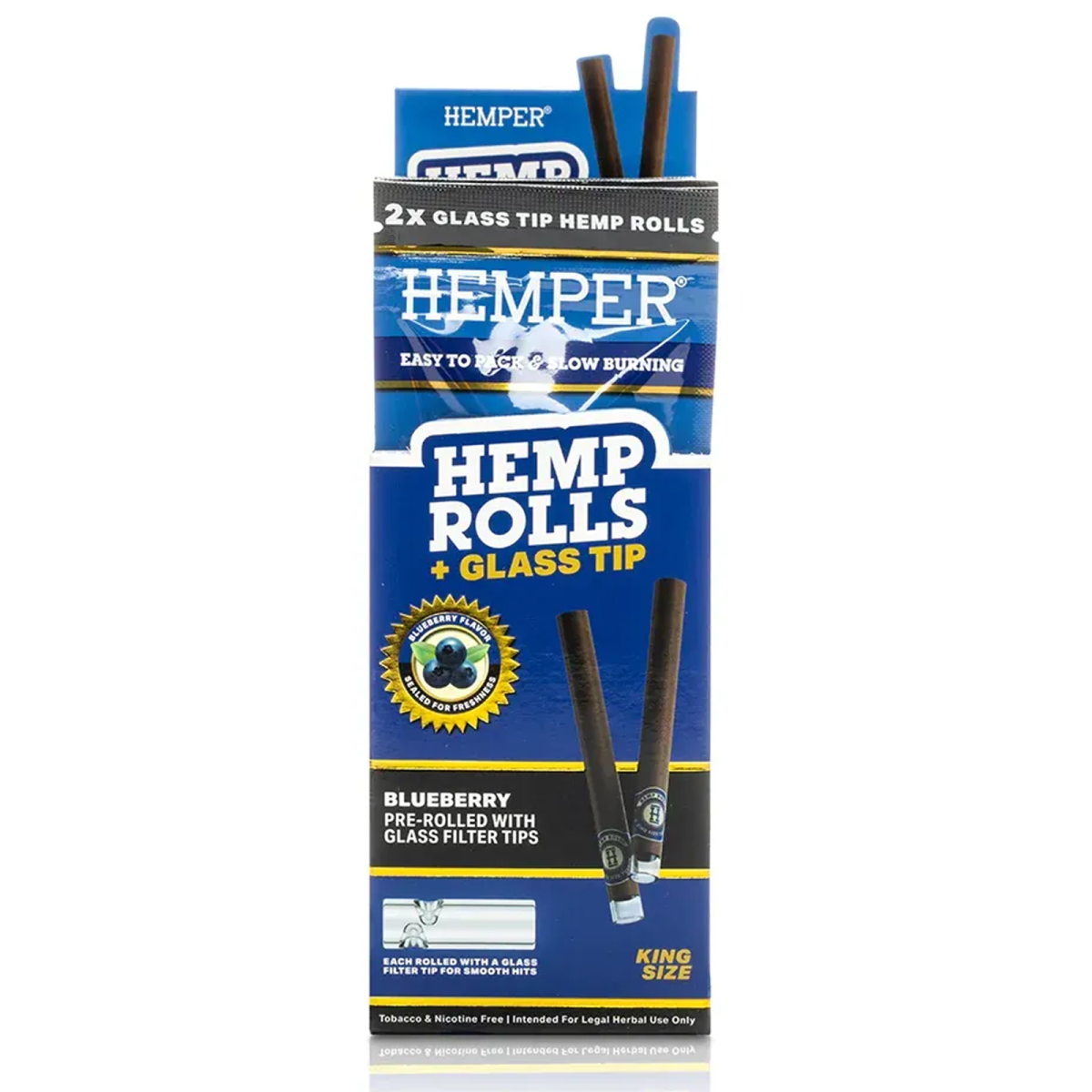 Hemper King Size Hemp Rolls + Glass Tip 2-Pack – Blueberry