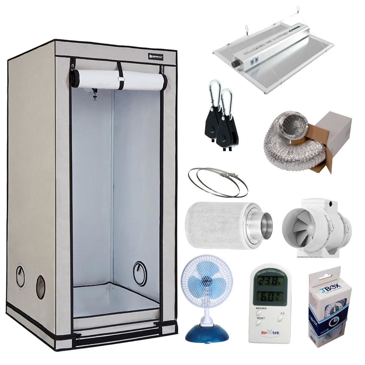 Growbox Komplettset 80x80x180cm inkl. Nanolux-LED (150W)