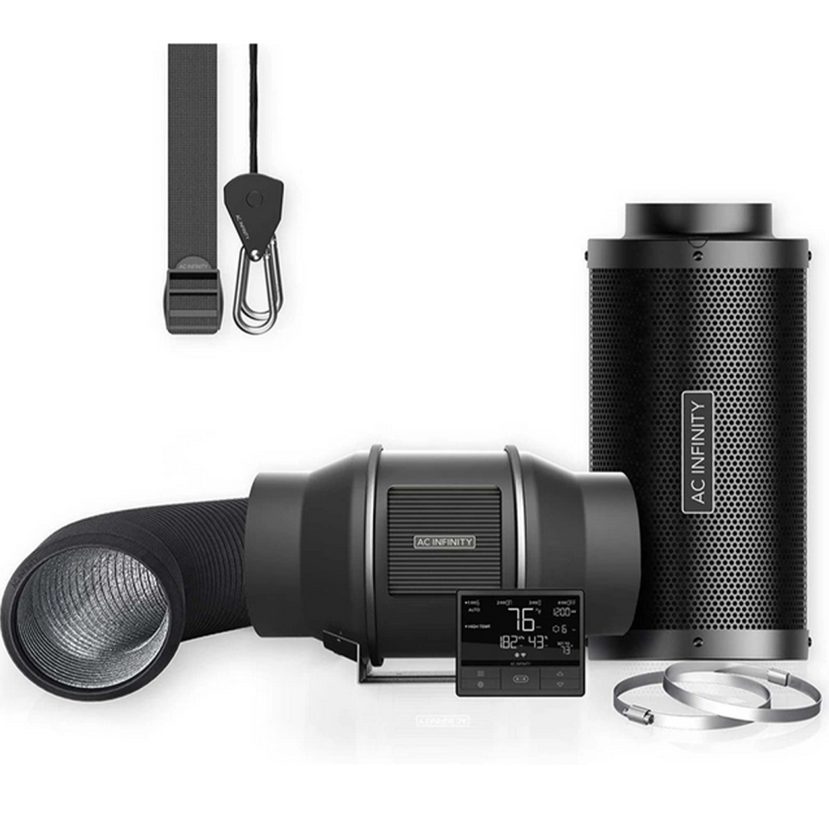 AC Infinity - Luftfilter-Set PRO 150 mm, Inline-Ventilator mit Smart Controller und Aktivkohlefilter