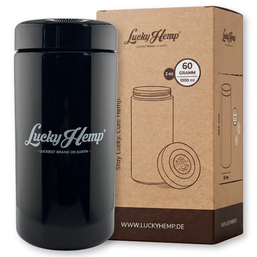 LuckyCure Humidor Glas mit Thermo-Hygrometer - 1000ml