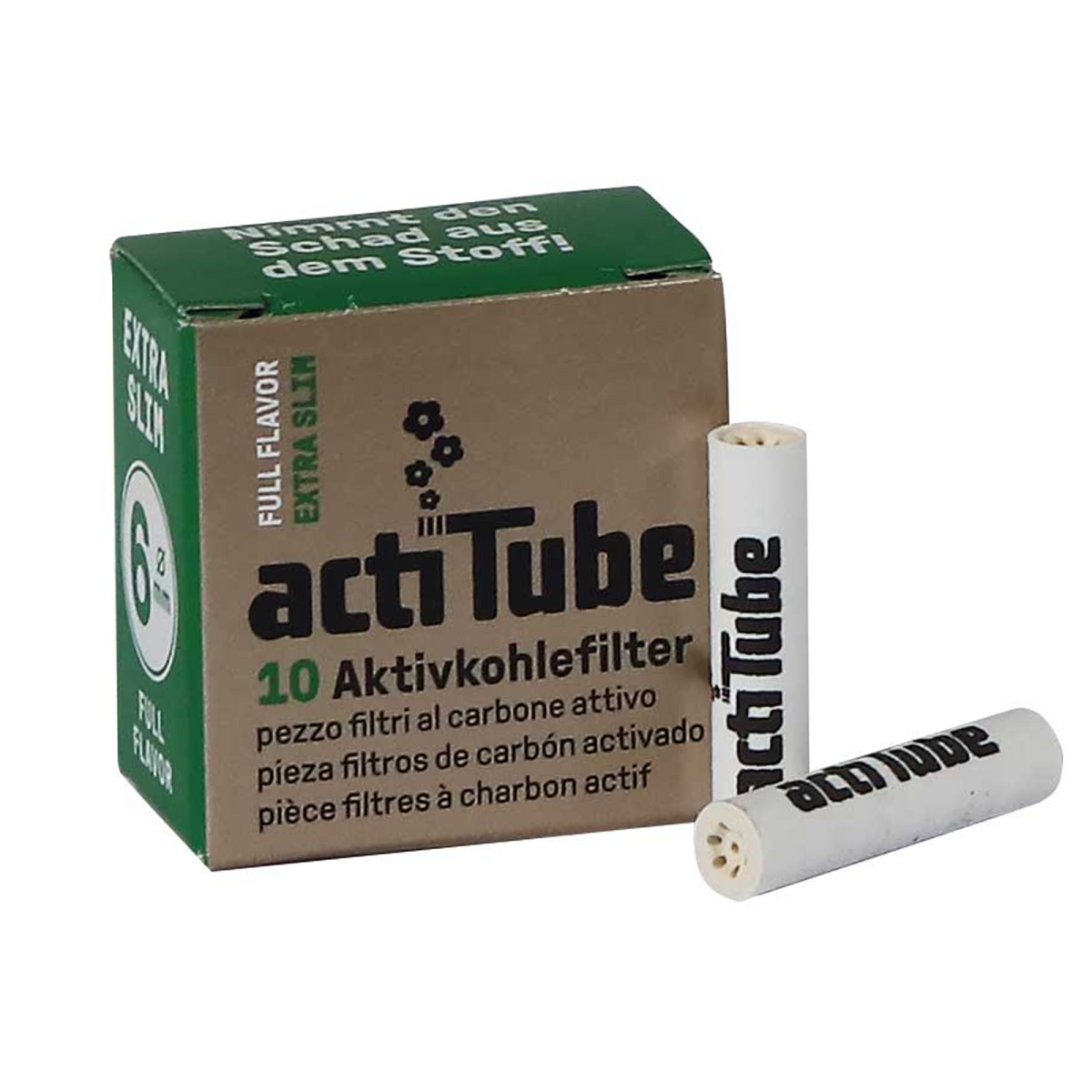 actiTube Extra Slim Activated Carbon Filters – 10 Stück (Ø 6 mm)