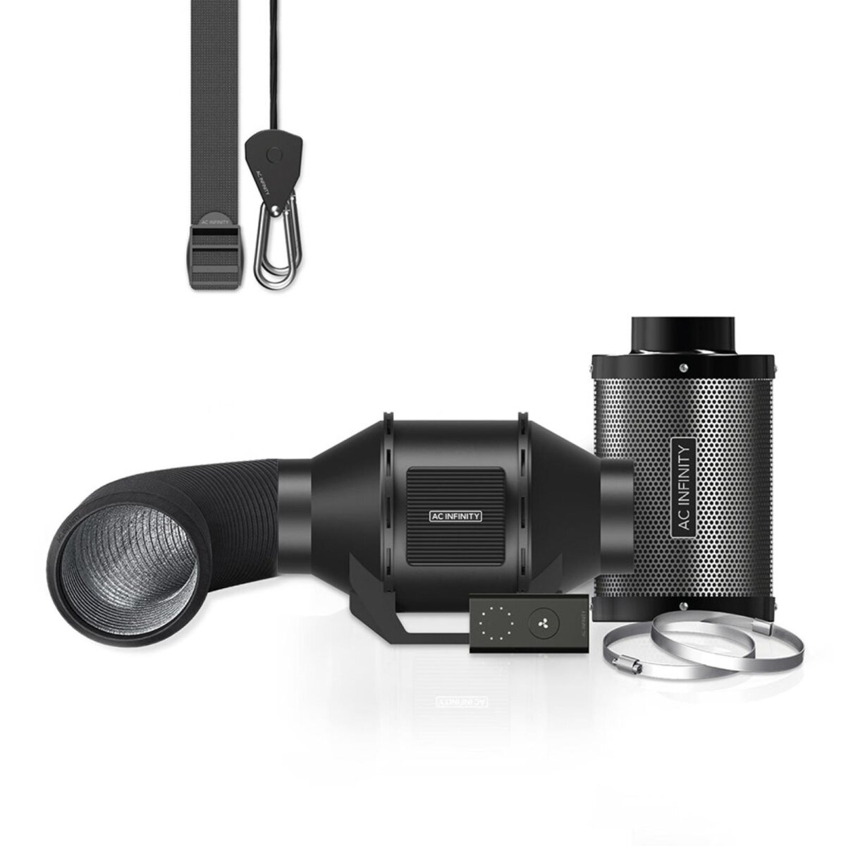 AC Infinity Luftfilter-Set 100 mm – Inline-Ventilator mit Geschwindigkeitsregler & Aktivkohlefilter