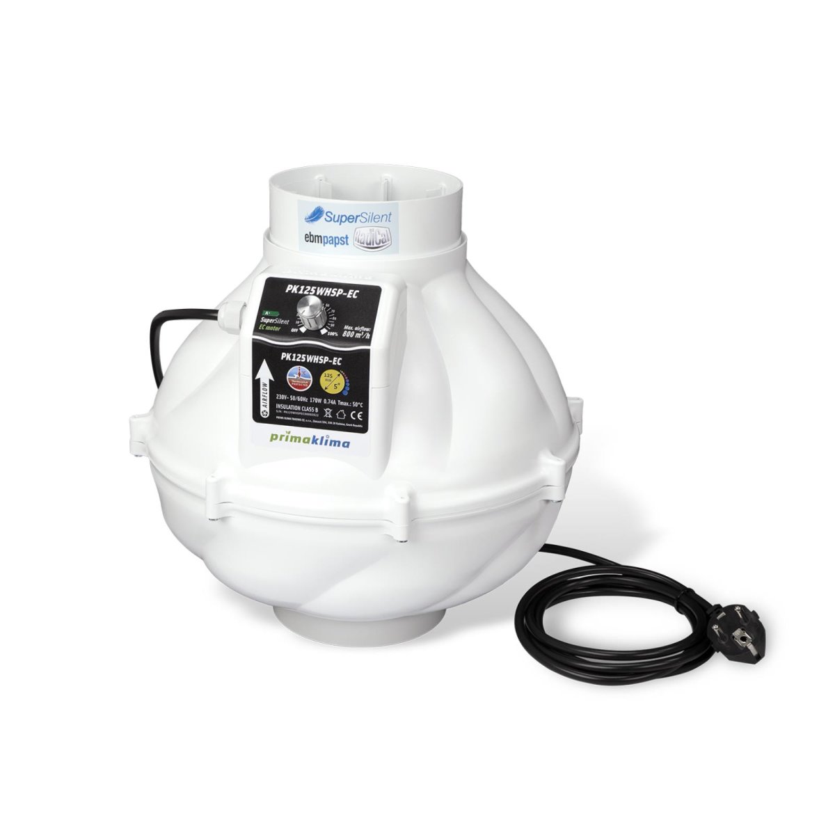 PrimaKlima WhisperBlower PK125WHSP-EC 800 m3/h 125 mm