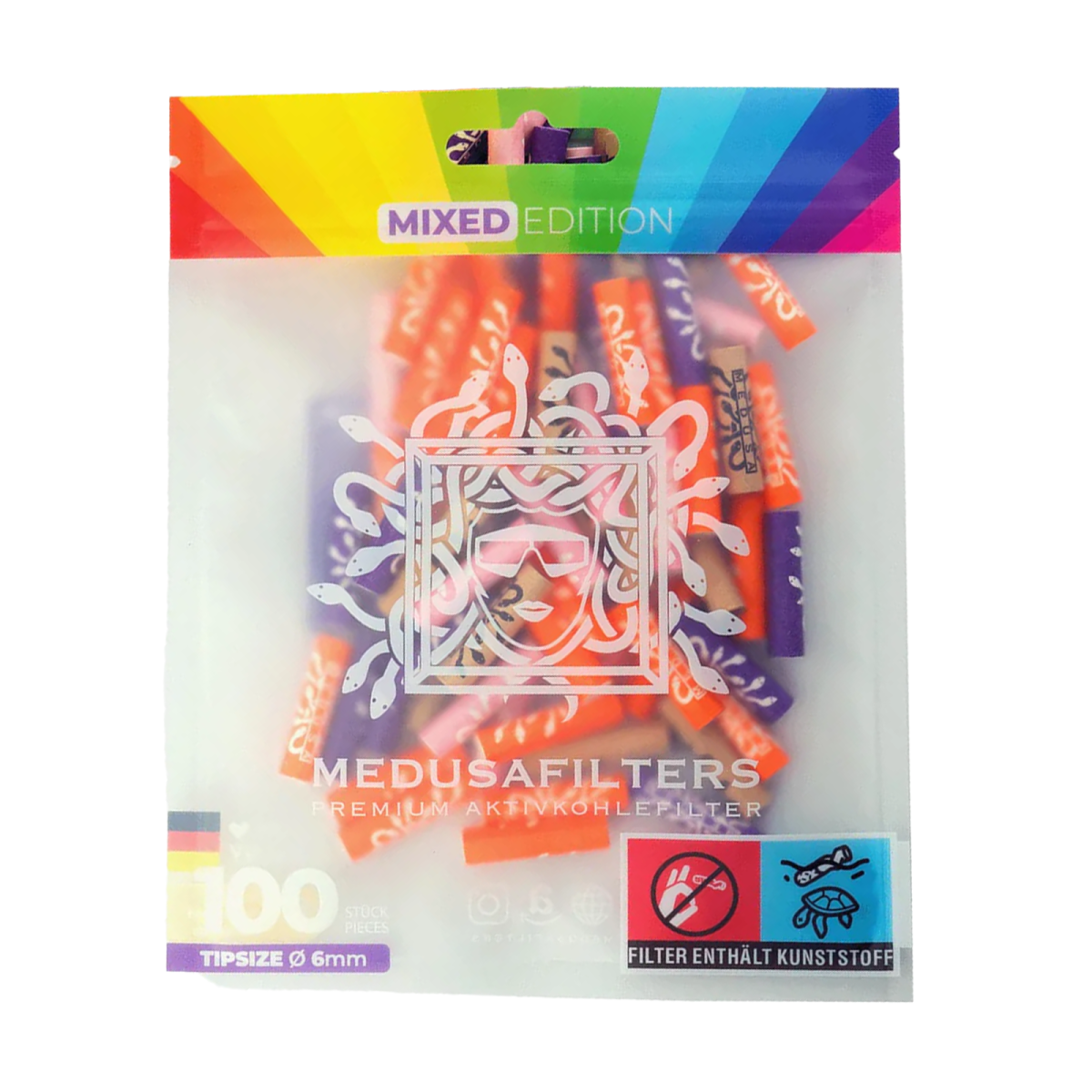 Medusafilters 100er Packung MIXED – Aktivkohlefilter 6 mm