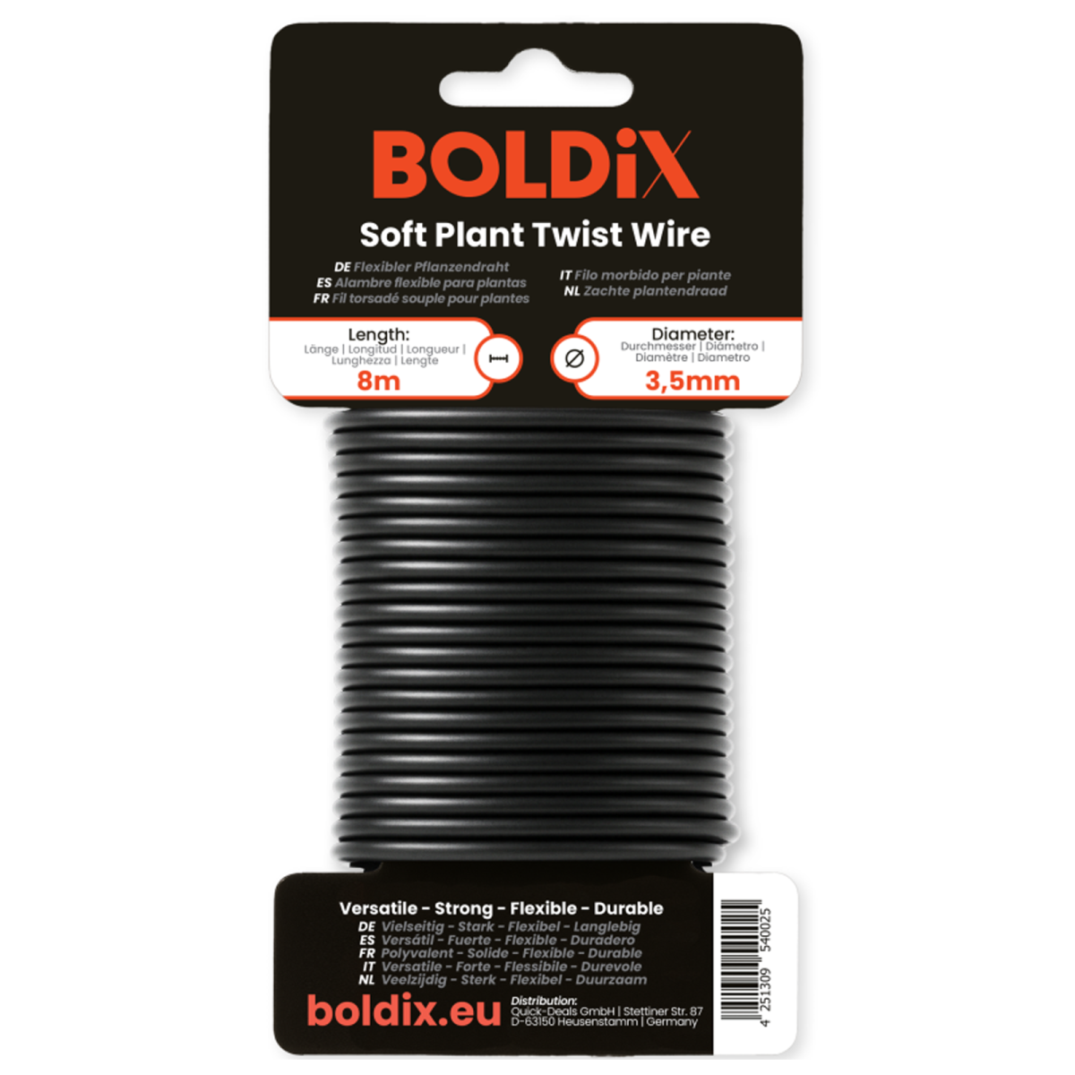 Boldix - Twist Wire 8-Meter (3,5mm | Pflanzen-Bindedraht | Schwarz)
