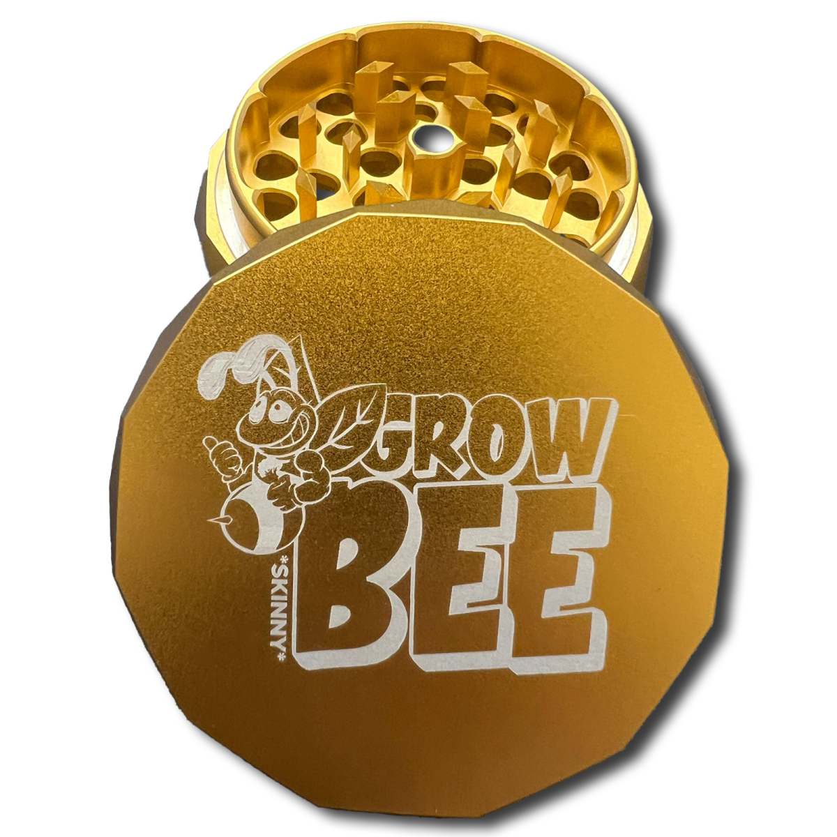 NV Grinder - Magnetic Pyramid Grinder 4-Piece Ø 63 mm - Growbee x Skinnywillswissen Edition Gold