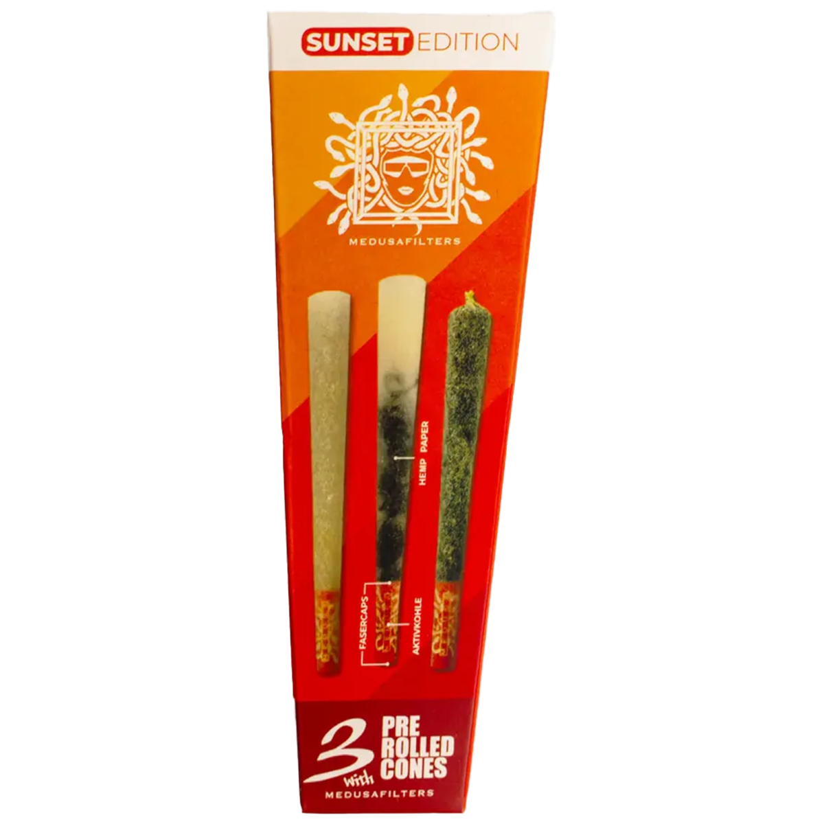 Medusafilters 3er Pre-Rolled Cones – Bleached mit SUNSET Edition Filtern