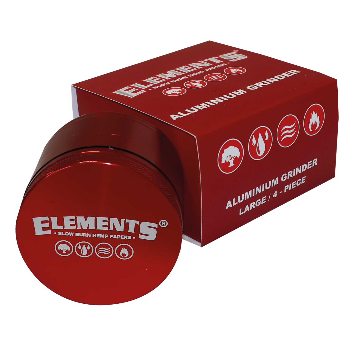 Elements Red Grinder Aluminium 4‑Part – Large (Ø 61 mm)