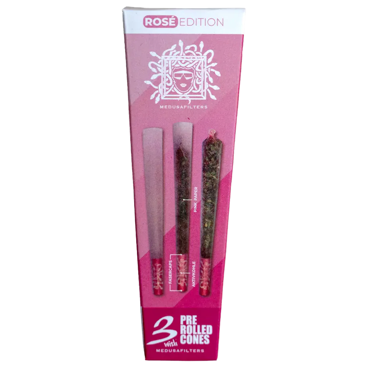 Medusafilters 3er Pre-Rolled Cones – Bleached mit ROSE Edition Filtern
