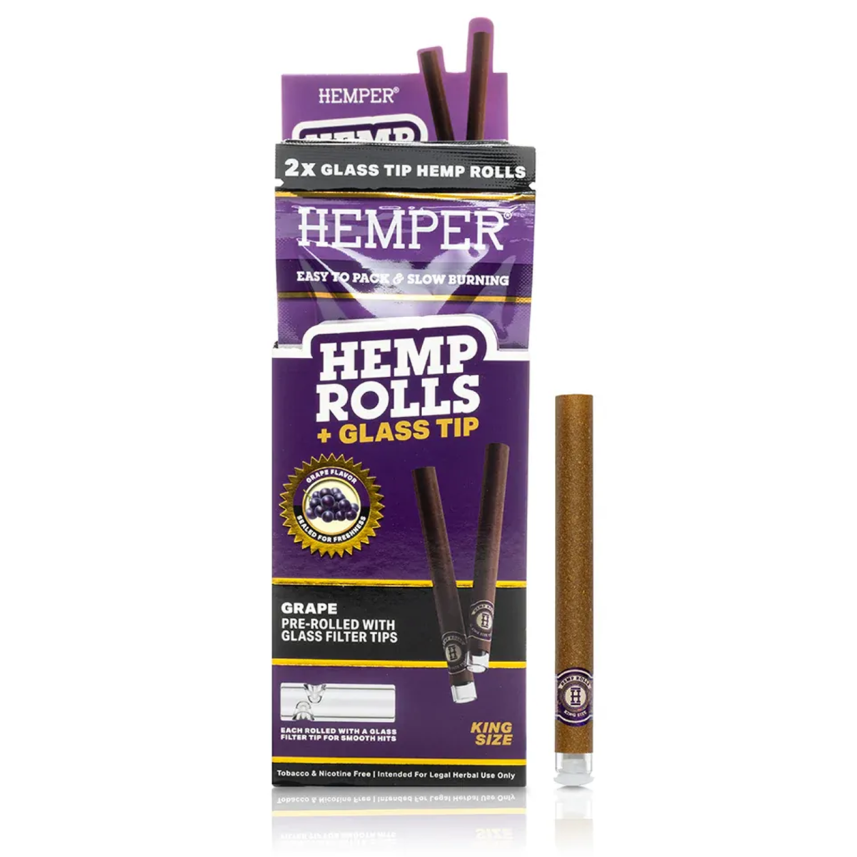 Hemper King Size Hemp Rolls + Glass Tip 2-Pack – Grape