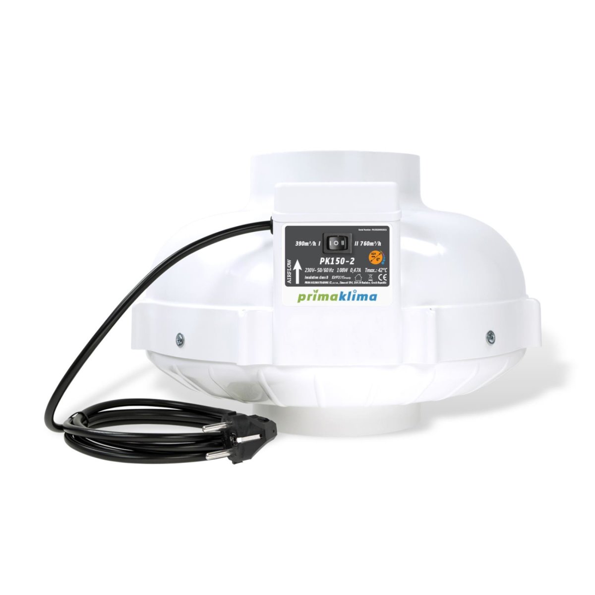 PrimaKlima PK150-2 AC Two speed 380m³/h 760m³/h 150 mm