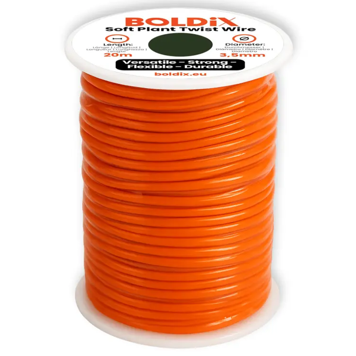 Boldix - Twist Wire 20-Meter (3,5mm | Pflanzen-Bindedraht Rolle | Orange)