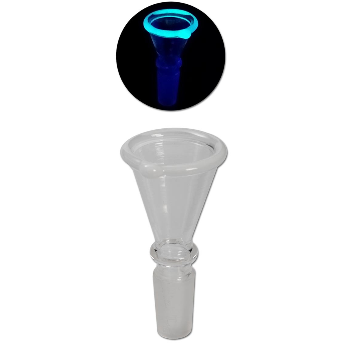 Black Leaf Glow Glaskopf konisch weiß